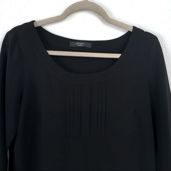 ‼️LAST CHANCE‼️MaxMara Black LBD Pleated 3/4 Dress - Picture 3 of 7